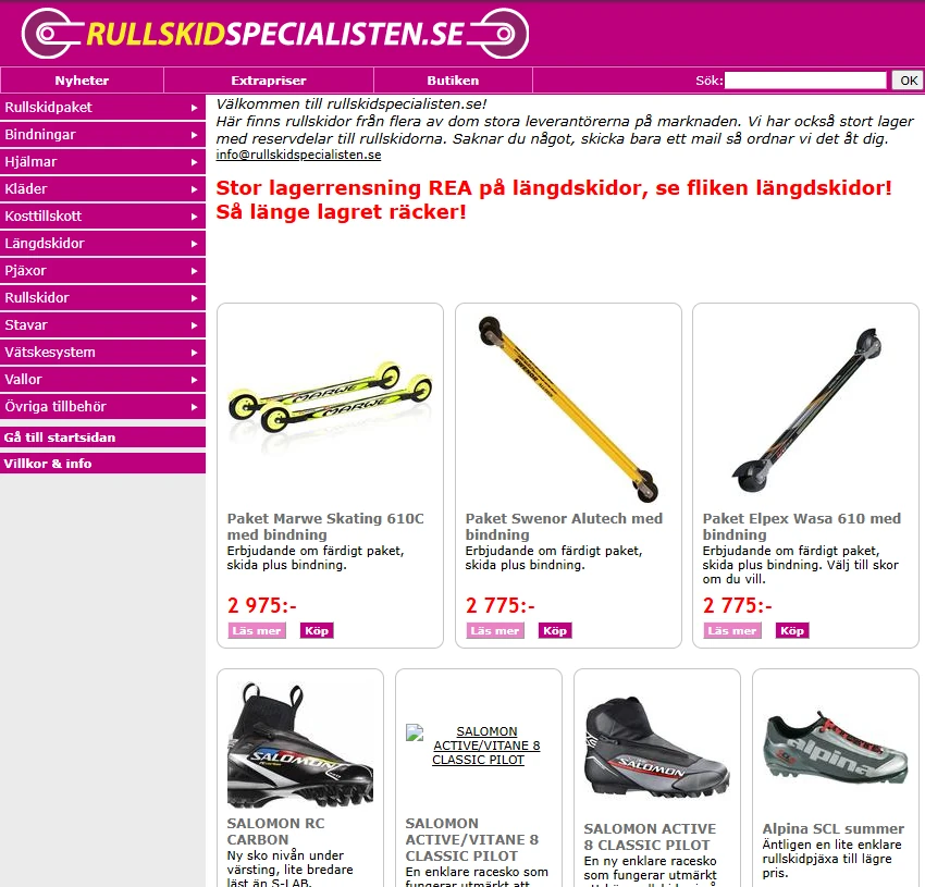 Så såg rullskidspecialisten.se ut 2011